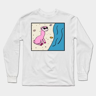 Dodie the Llama at the Beach Long Sleeve T-Shirt